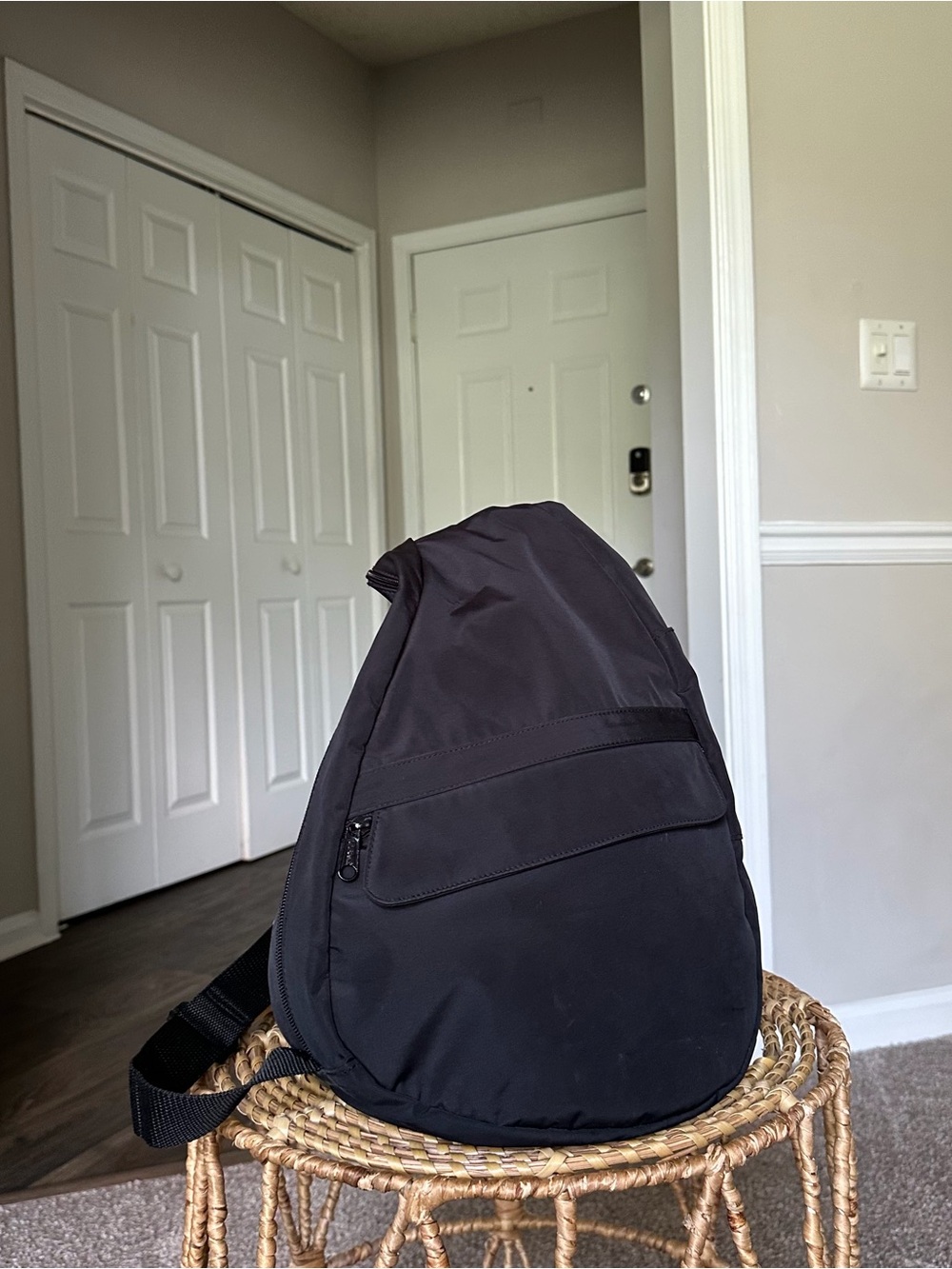 L.L. Bean Traveler Black Sling Backpack Crossbody Nylon Bag Outdoors Hiking